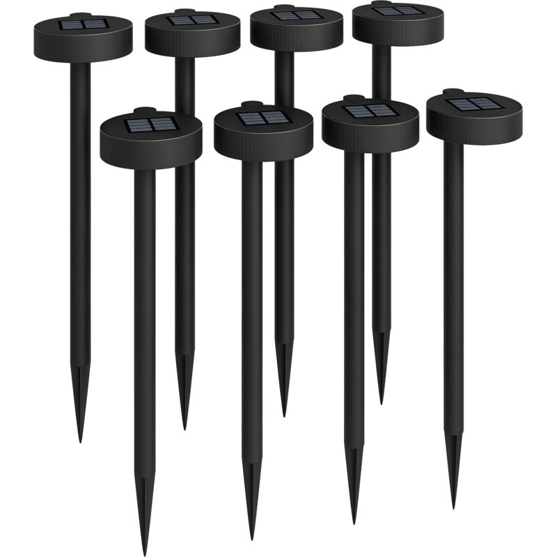Lot de 8 spots solaires led extérieurs marche arrêt automatique 3000K noir