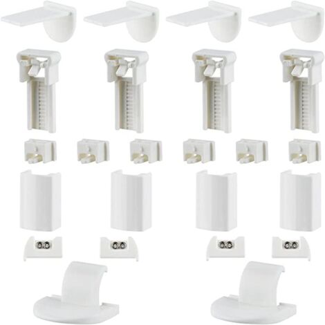 Lot de 8 Support de Serrage pour Store Plissés - Supports de Fixation sans Percage à Serrer avec 8 Bouchons de 2 mm, Klemmfix Halterung sans Perage, pour Plissés avec Quatre Cordons, Motif Floral