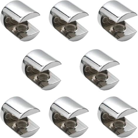 Lot de 8 supports chromés pour étagères en verre avec clous, idéal pour les cuisines et les placards. - AquaForge