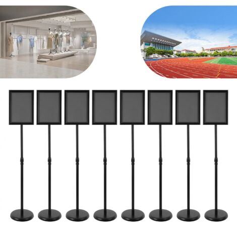 Lot de 8 supports d'affichage sur pied réglables et robustes, Porte-affiches, format A4 (noir), Pour bars, magasins, mariages, foires commerciales