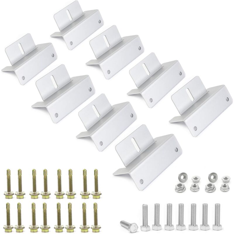 Roleader - Lot de 8 supports de panneau solaire z avec écrous et vis, montage sur toit en z, pour caravanes, murs, bateaux, toits