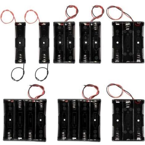 Lot de 8 supports de piles 18650 1/2/3/4 x 3,7 V, boîte de rangement en plastique avec fil conducteur