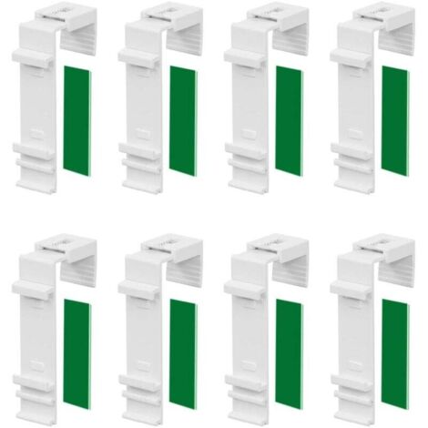Lot de 8 Supports de Serrage Longs pour Store Double Klemmfix à Fixer et à Coller sans perçage comme Accessoire ou pièce de Rechange pour la Suspension à la fenêtre en PVC, Porte de Balcon