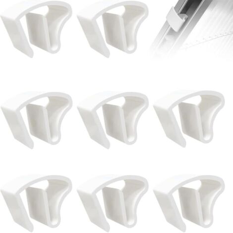 Lot de 8 supports de serrage  pour stores enrouleurs, supports de serrage pour stores, supports de serrage, montage sans vis ni perçage, montage sans vis ni perçage, plastique (blanc)