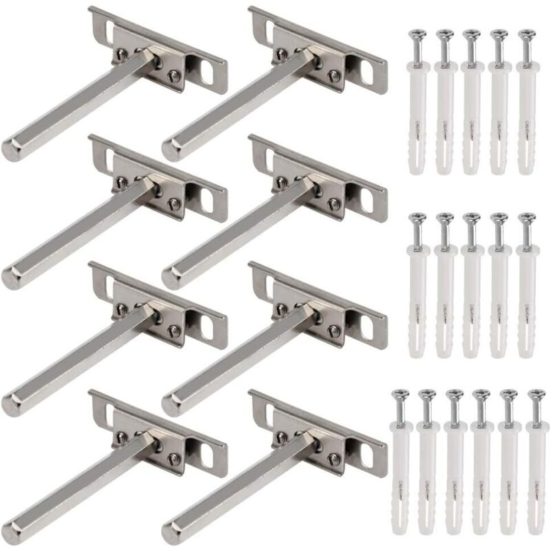 Lot de 8 supports d'étagère flottants invisibles – Fixation dissimulée en T – Capacité 200 kg – Pour cloisons sèches et murs en béton Lot de 8 supports d'étagère flottants invisibles – Fixation dissimulée en T – Capacité 200 kg – Pour cloisons sèches et murs en béton