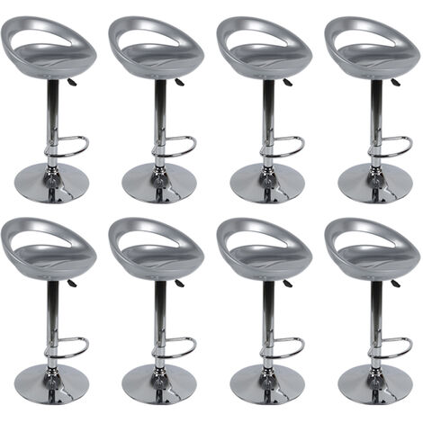 Lot de 8 Tabouret de bar en plastique ABS réglage en hauteur-Gris