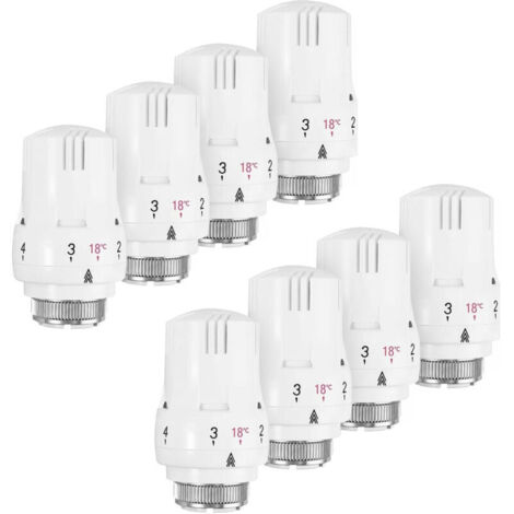 Lot de 8 Tête Thermostatique, Robinet Thermostatique Radiateur, Tete Thermostatique Radiateur, Valve de Radiateur Thermostatique M30 x 1,5