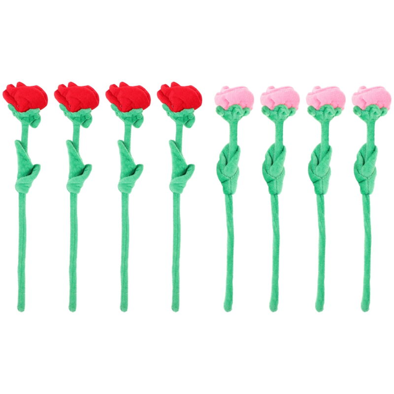 Lot de 8 tiges de roses artificielles en peluche colorées et pliables pour bouquet de fleurs