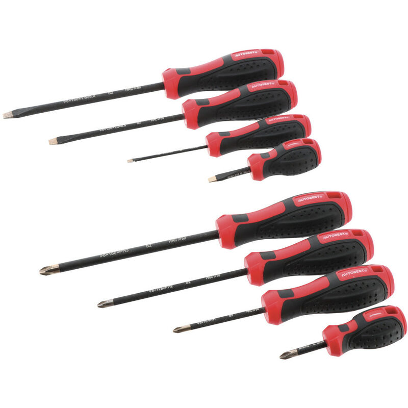 Lot de 8 Tournevis lame S2 plats et cruciformes