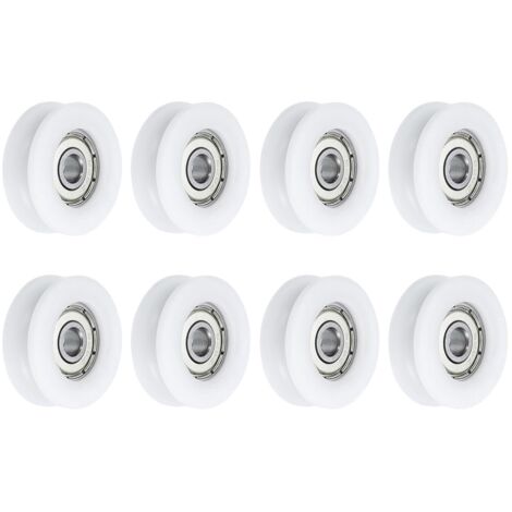 Lot de 8 U608ZZ Poulie en Nylon avec Roulement à Billes à Gorge en U 8x30x10 mm U Roue à Rouleaux Rainurée (GCr15) Roulements en Acier Chromé, ABEC3