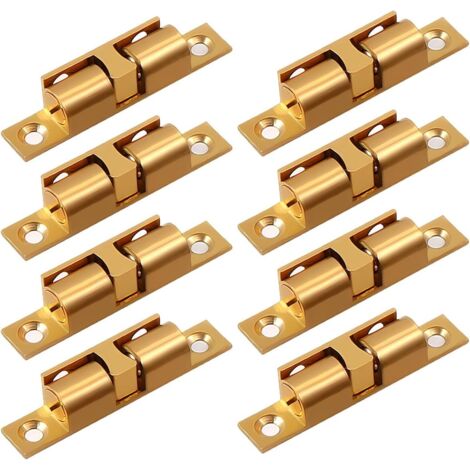 Lot de 8 verrous de porte à double bille, perles de fermeture pour portes de placard et d'armoire, perles de contact à ressort pour portes (doré, 60 mm)
