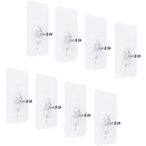 Lot de 8 vis adhésives détachables pour fixation murale sans trace ni perçage avec tournevis pour salle de bain, cuisine, salle de rangement, carrelage mural
