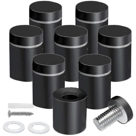Lot de 8 vis d'entretoise noires 3/4 x 1 pouce pour panneaux, cadres photo en acrylique et publicité U-AquaForge