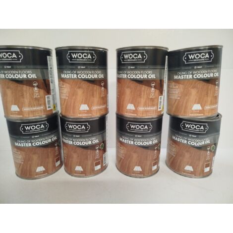 Lot de 8 - WOCA DENMARK - Huile Master Colour Oil - 1L Rhode Island Brown et Walnut - Protection haute qualité - Voir photos