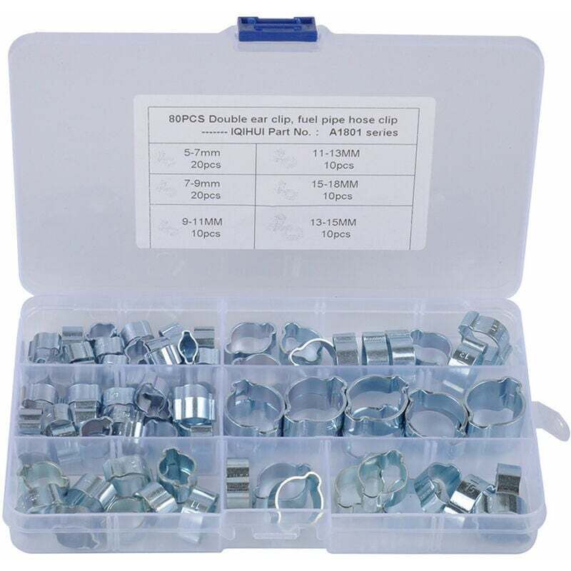 Lot de 80 colliers de serrage galvanisés à double oreille pour carburant et air