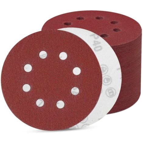 Lot de 80 feuilles de papier abrasif 125 mm, disques abrasifs 8 trous, papier abrasif rond excentrique (80 pièces grain 40)