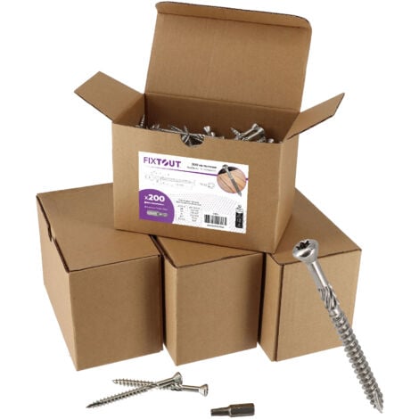 Lot de 800 vis terrasse en INOX A2 à tête fraisée réduite - Empreinte Torx 25 - 4 embouts Torx 25 OFFERTS - Diamètre 5 mm - Longueur 50 mm