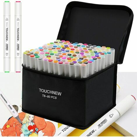 Lot de 80marqueurs durables, colorés, stylos pour graffiti, couleurs grasses, double pointe, pour étudiants, manga, artiste, design, école, dessin