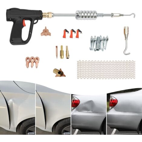 Lot de 81 accessoires de spotter pour réparation de carrosserie kit de réparation de bosses kit de réparation de voiture avec pistolet à soudage Dent Puller Slide marteau