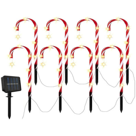 Lot de 8Canne Lumières, Décoration de Noël Extérieur Lumineuse,Lumières Canne Noël,Lampes LED, Forme Canne à Sucre Feux de Balisage Chemin,Convient pour jardin Cour décoration de Noël(Blanc chaud)