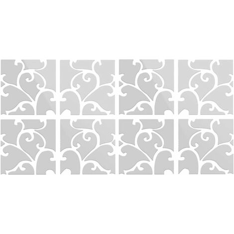 Lot de 8PCS Carré Acrylique Art Effet Miroir 3D Autocollant Mural, Argent, Grand 25 x 25 cm