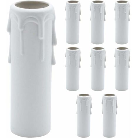Lot de 9 abat-jour en plastique blanc à effet cire coulante, adaptés aux lustres.