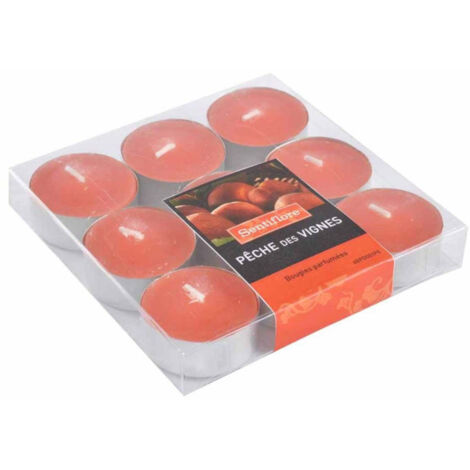 Lot de 9 Bougies Parfumées Chauffe-Plat "Gaïa" 3cm Pêche