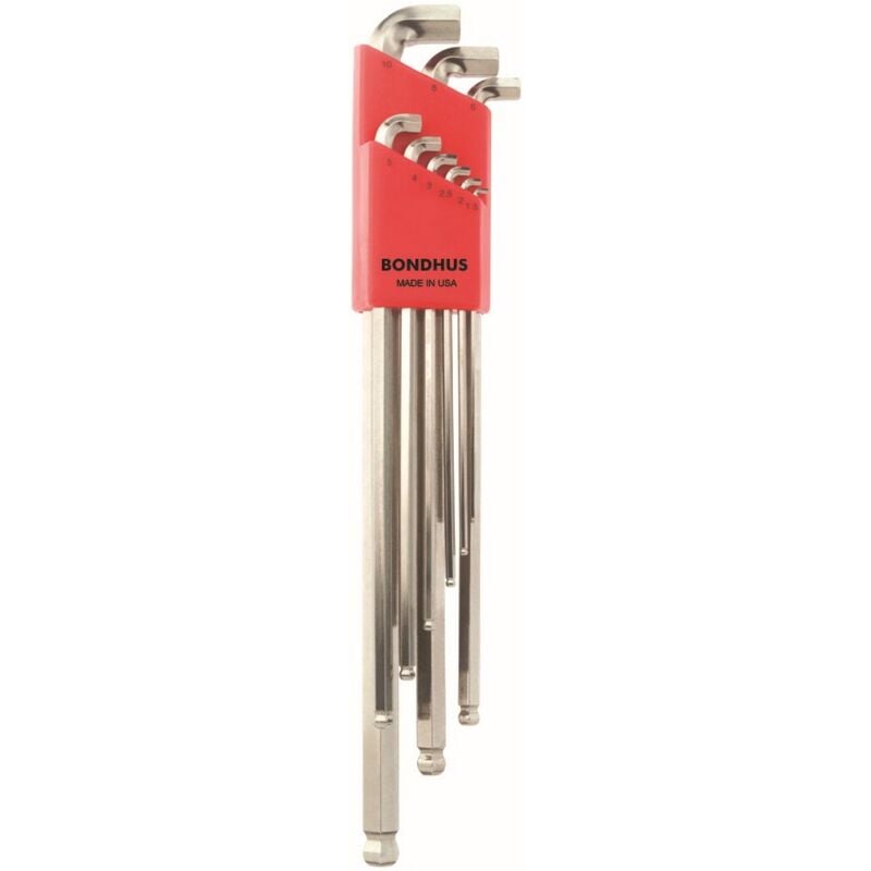 Lot de 9 clés d’angle à billes Stubby BriteGuard™ en 1,5-10 mm métrique Bondhus 16799