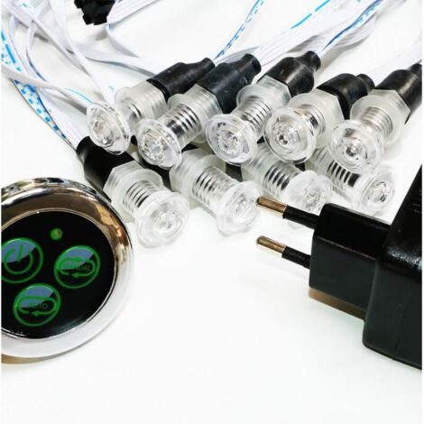 Lot de 9 luminaires chromothérapie étanches IP68 12V – 7 couleurs – Transformateur inclus – Pour milieux humides et piscines – Steamtec