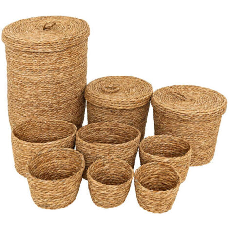 Lot de 9 Paniers en Jonc "Little Cottage" 48cm Naturel