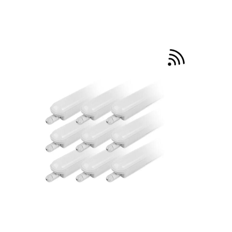 Lot de 9 Réglettes LED étanches avec Détecteur 120cm 40W IP65 - 120 deg - Blanc neutre - 4000K