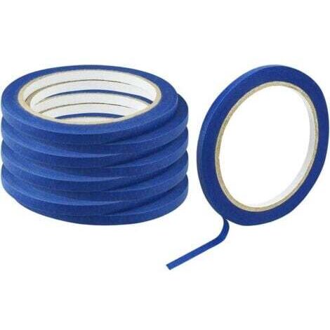Lot de 9 rouleaux de ruban adhésif de masquage bleu pour la décoration, les travaux manuels, le papier adhésif en spray, multi-surfaces, lignes nettes, ne laisse aucun résidu, 20 m x 5 mm