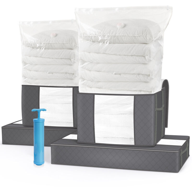 Vounot - Lot de 9 sac de rangement sous vide Non Tisse xxl gris