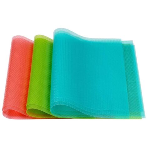 Lot de 9 tapis de réfrigérateur lavables et imperméables pour étagères et tiroirs 3 rouges/3 verts/3 bleus