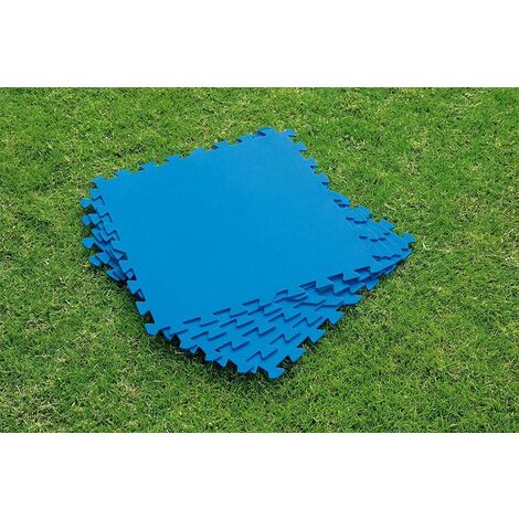 BESTWAY Lot de 9 Dalles de protection de sol en mousse bleu 50 x 50 cm u00e9p 4mm (tapis de sol pour piscine hors sol ou spa gon