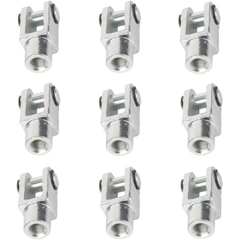 Lot de 9 têtes de fourche pour cylindre à air comprimé, filetage intérieur M6 x 1, joint en Y en métal, idéal pour les installations automatiques et les raccords de tige de piston
