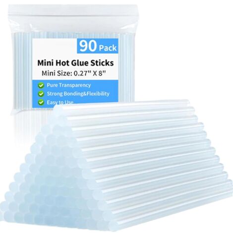 Lot de 90 mini bâtons de colle à chaud transparents pour bricolage -
