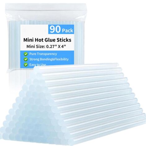 Lot de 90 mini bâtons de colle, transparents, pour coller