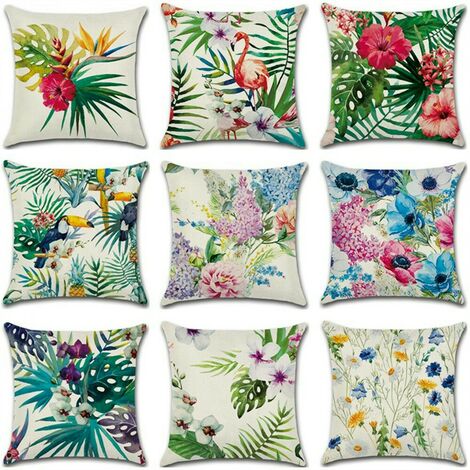 Beliani Lot de 2 coussins décoratifs avec motif floral en coton 45 x 45 cm  multicolore AMOENA