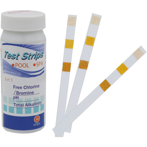 Lot de Bandelette Piscine 3 en 1 pour Papier ph Bandes Test，Qualité d'eau sur Chlore Total Chlore Libre Alcalinité Acide Cyanurique Dureté du Liquide Testeur Générale (1 Bottles) 56Vingt