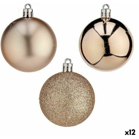 KRIST+ Lot de boules de Noël champagne Plastique Ø 6 cm (12 Unités)