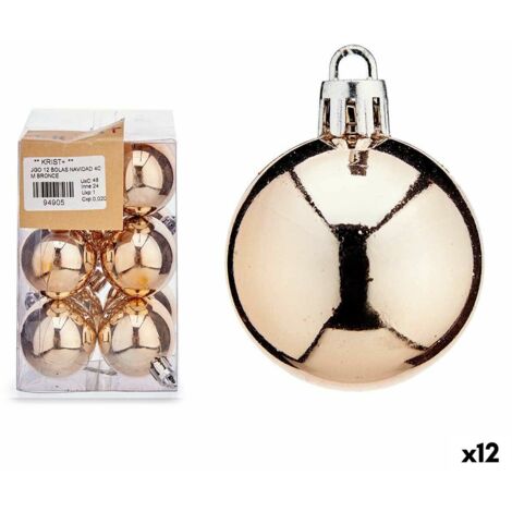 Lot de boules de Noël champagne PVC 8 x 12 x 8 cm (12 Unités)