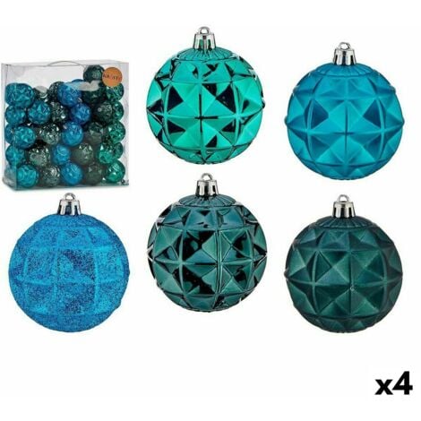 KRIST+ Lot de boules de Noël Turquoise 7 cm (4 Unités)