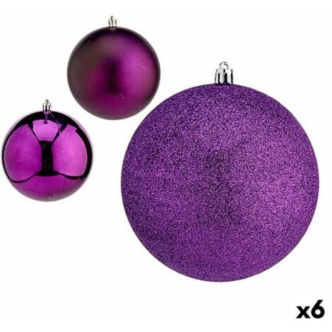 KRIST+ Lot de boules de Noël Violet Plastique Ø 12 cm (6 Unités)