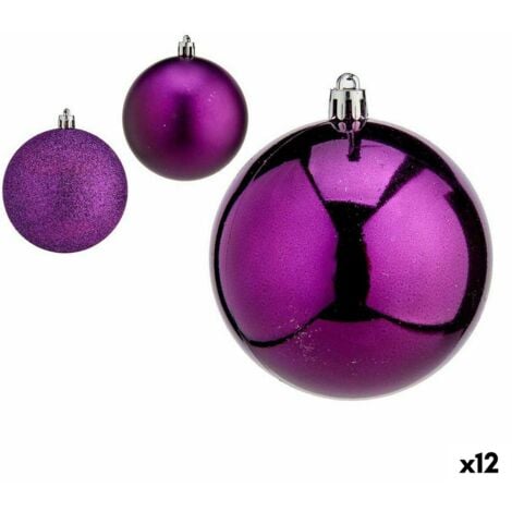 KRIST+ Lot de boules de Noël Violet Plastique 8 x 9 x 8 cm (12 Unités)