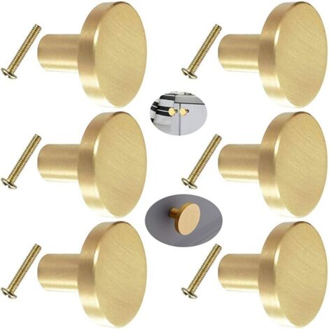 Lot de boutons de tiroir dorés, boutons de meubles ronds, boutons de tiroir en laiton doré, poignées de porte de cuisine décoratives - 20 x 25 mm