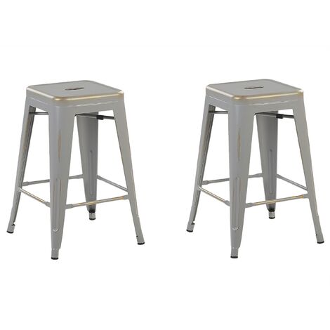 Lot de chaises de bar argent doré
