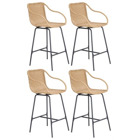Lot de chaises de bar et d'ilot MOOREA en métal et assise rotin 65cm
