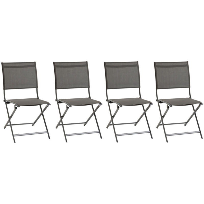 Lot de 4 chaises de jardin en aluminium pliables Anthracite Axant - Hespéride