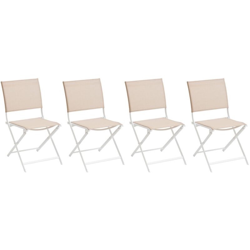 Lot de 4 chaises de jardin en aluminium pliables Lin et Blanc Axant - Hespéride